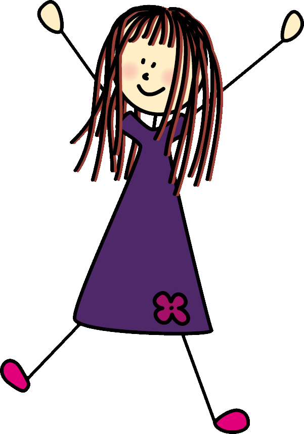 Grafik Mädchen mit langen Haaren und lila Kleid